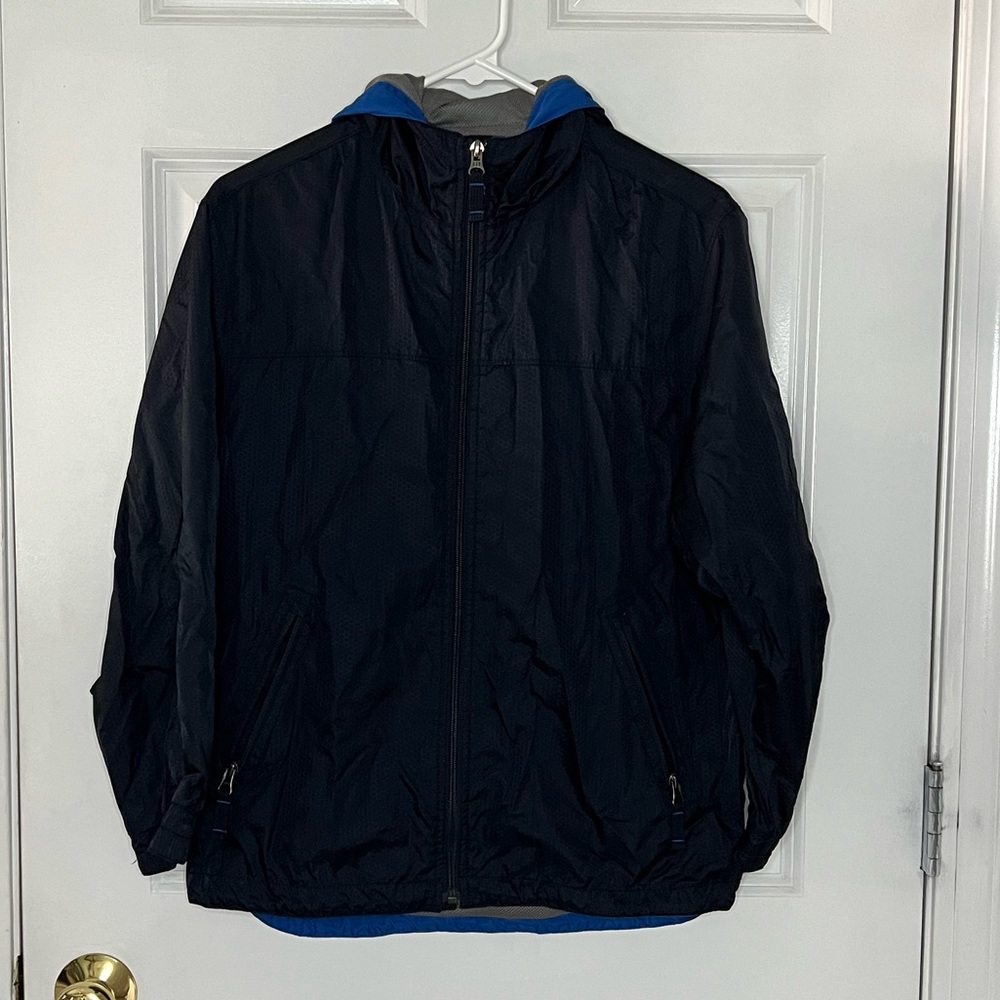 Gap Kids dark navy hooded raincoat size L (10)
